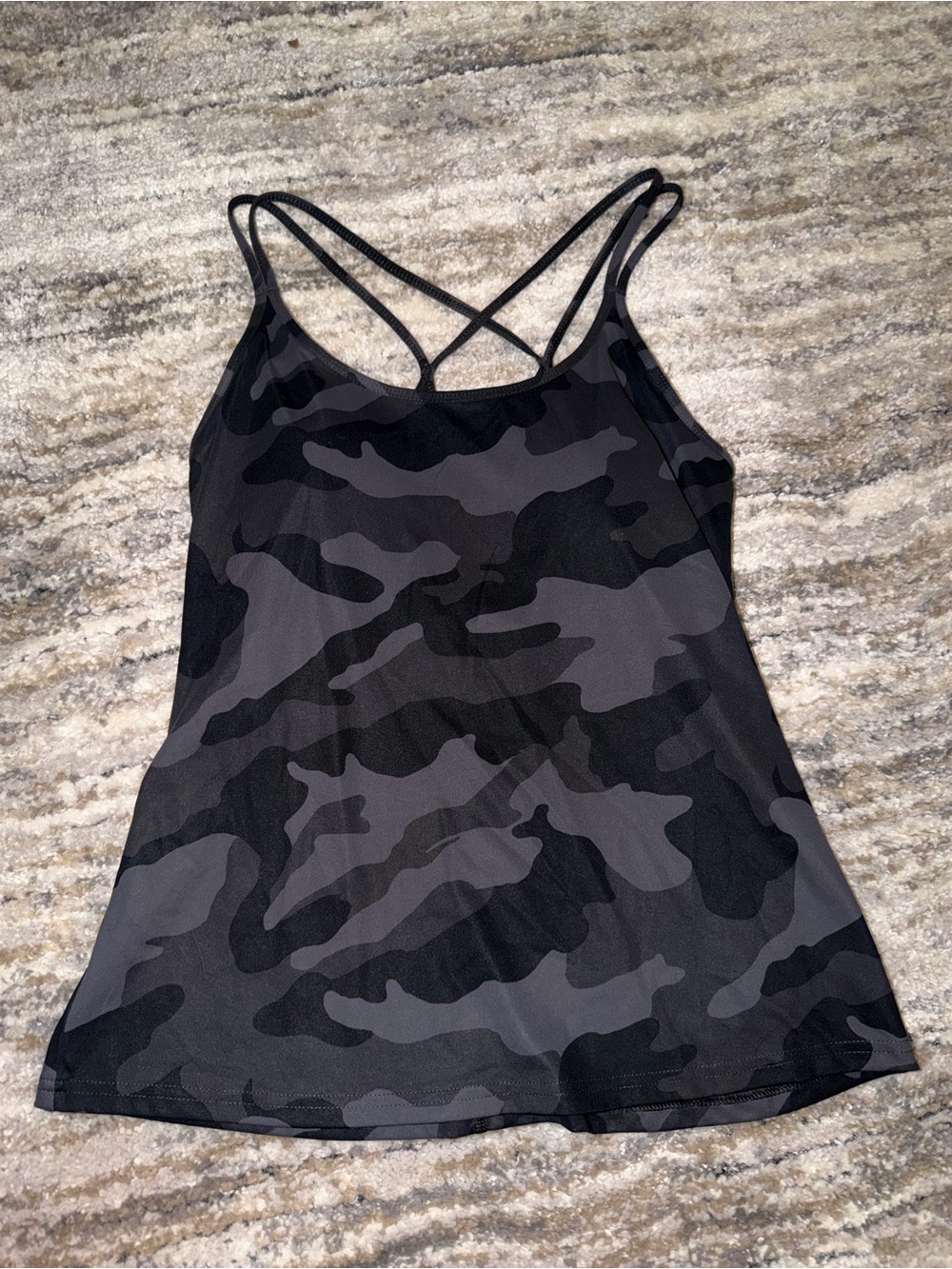 Old Navy Active Black & Gray Camo Strappy Tank Top